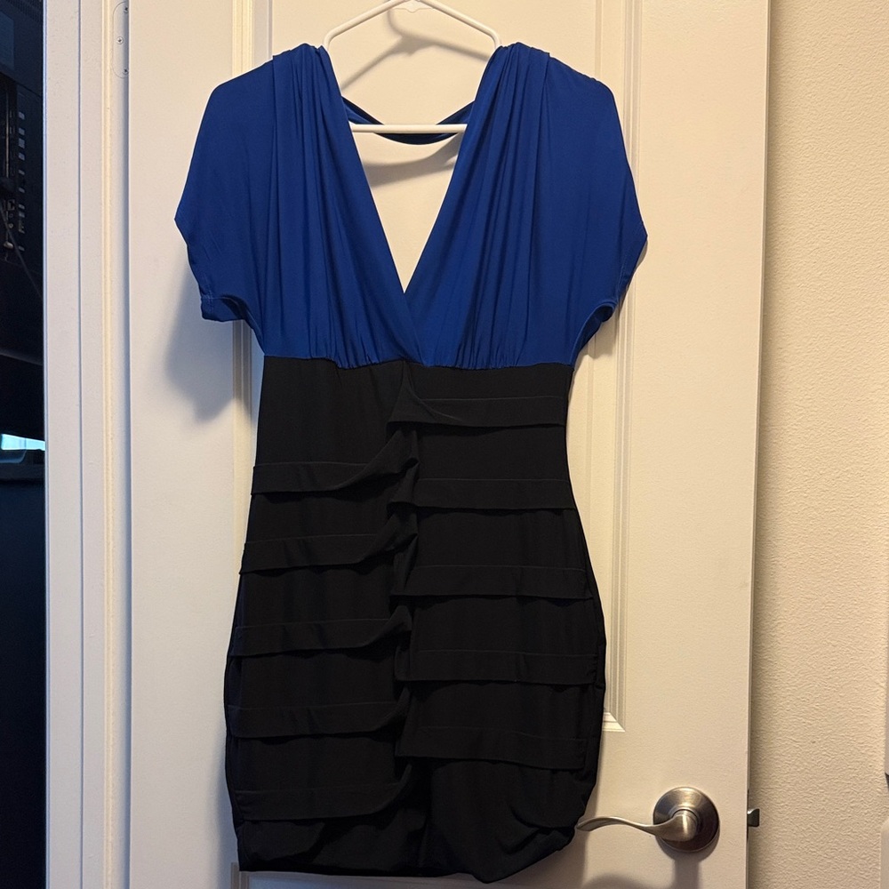 Elegant Blue and Black Women's Dress